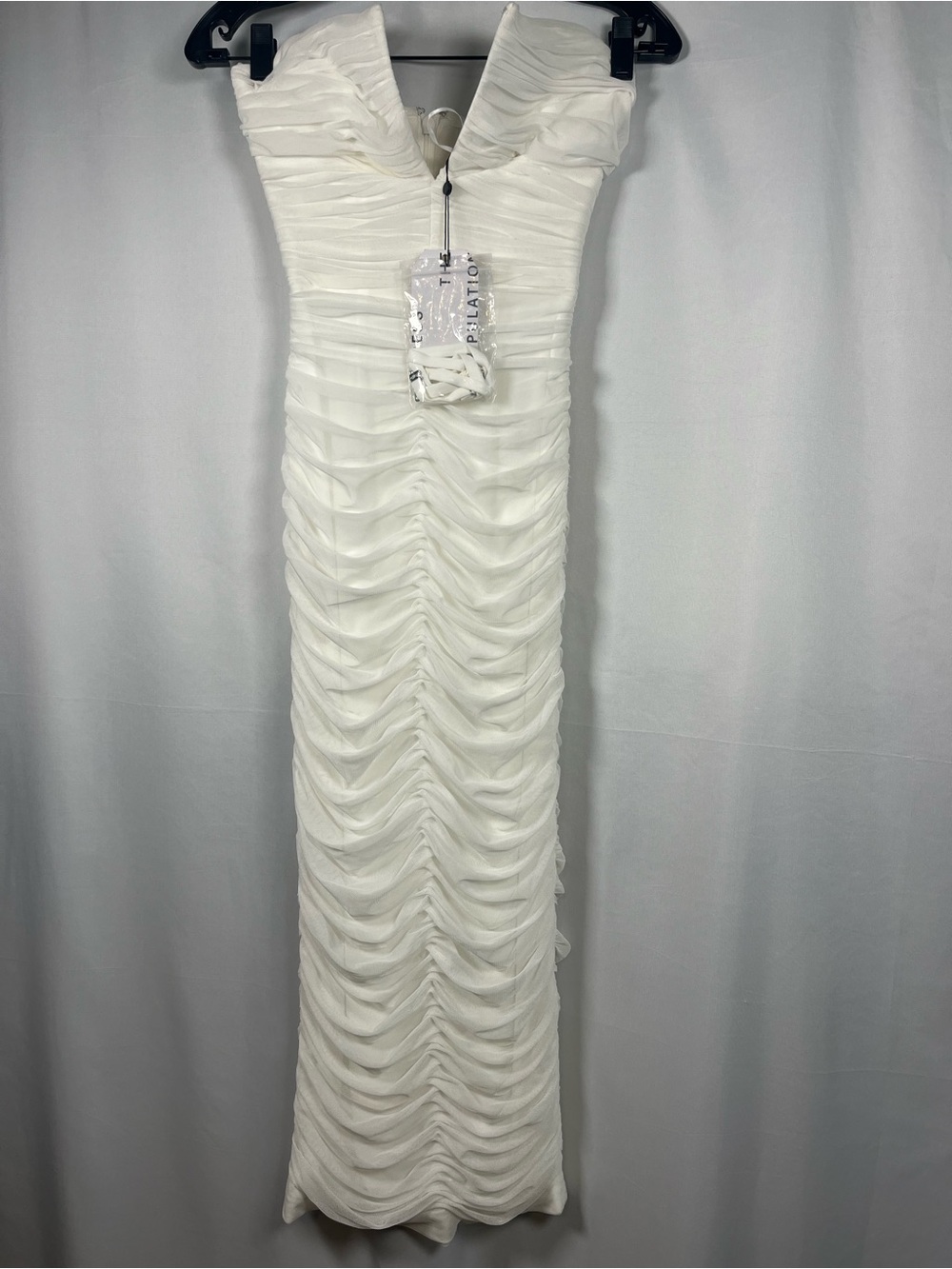 Dress the population NEW white ferra ruched strapless midi dress sz xs BRIDAL - Picture 3 of 13